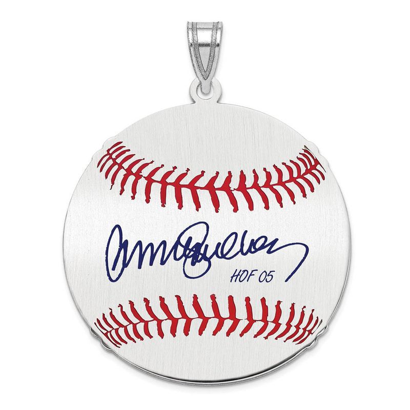 Sterling Silver Ryne Sandberg Signature Lg Enamel Baseball Pendant